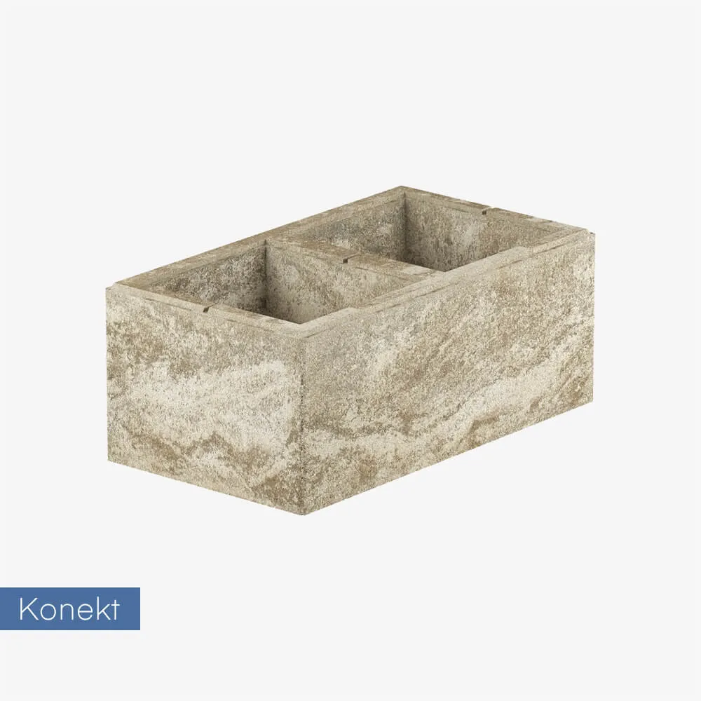 Bloczek na mur / słupek / podmurówkę Konekt Boka 50x28x20 cm - kaffe