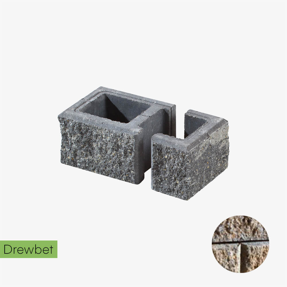 Pustak łupany słupkowy Drewbet A2 16x38x22 cm szaro-piaskowy