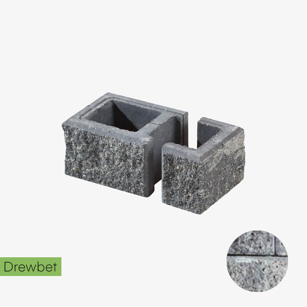 Pustak łupany słupkowy Drewbet A2 16x38x22 cm szaro-biały