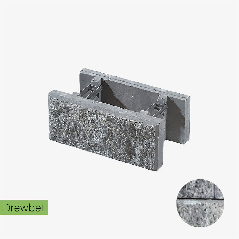 Pustak łupany podmurówkowy Drewbet A3 16x38x22 cm szaro-biały