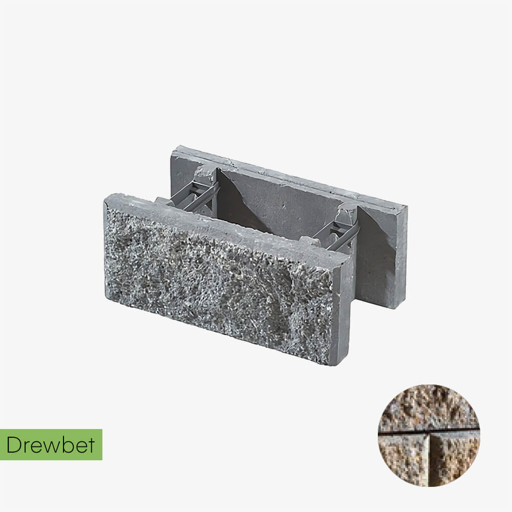 Pustak łupany podmurówkowy Drewbet A3 16x38x22 cm szaro-piaskowy