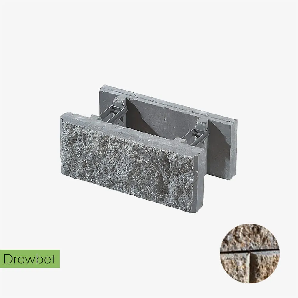 Pustak łupany podmurówkowy Drewbet A3 16x38x22 cm szaro-piaskowy