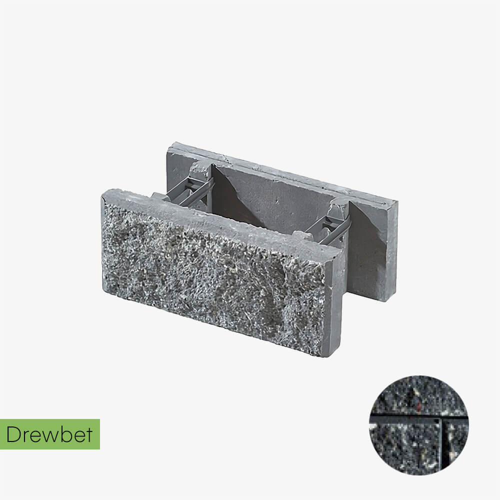 Pustak łupany podmurówkowy Drewbet A3 16x38x22 cm - grafitowy