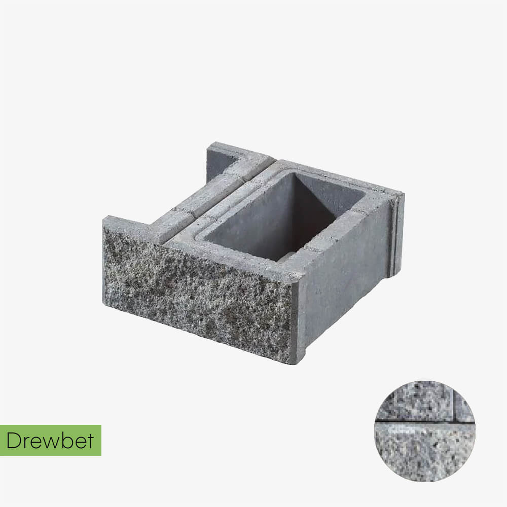 Pustak łupany podmurówkowy Drewbet B1 16x38x38 cm szaro-biały