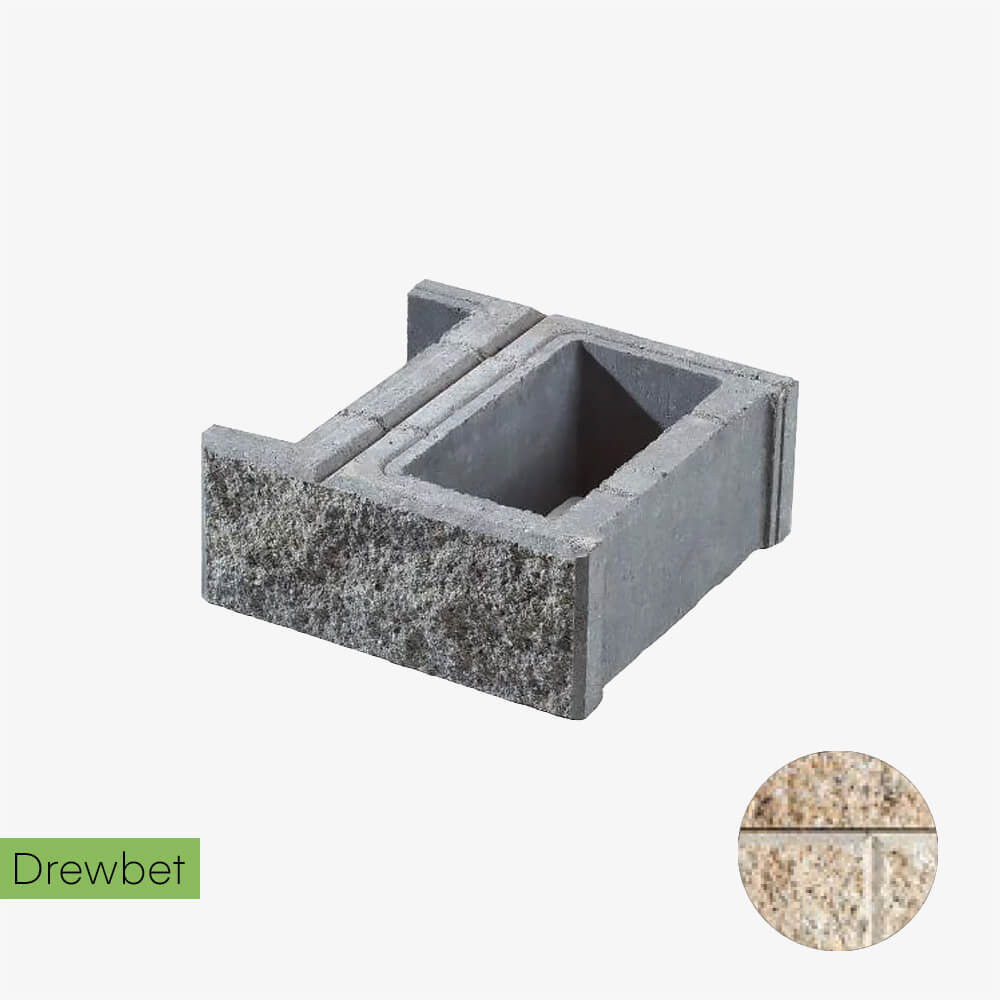 Pustak łupany podmurówkowy Drewbet B1 16x38x38 cm piaskowy