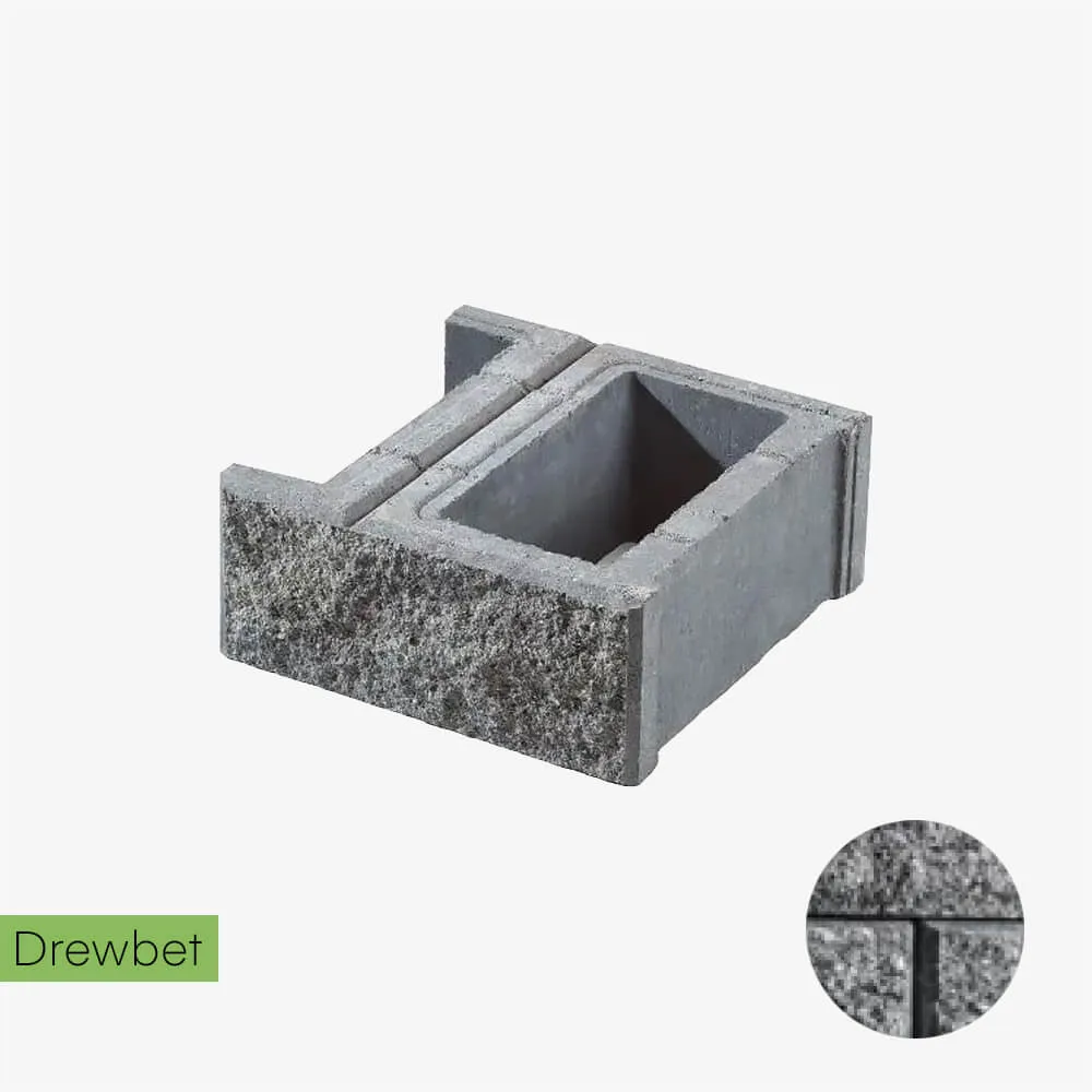 Pustak łupany podmurówkowy Drewbet B1 16x38x38 cm biało-grafitowy