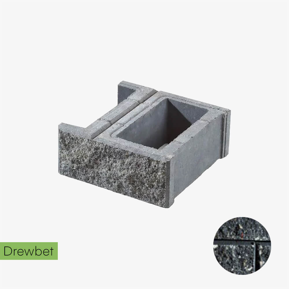 Pustak łupany podmurówkowy Drewbet B1 16x38x38 cm grafitowy