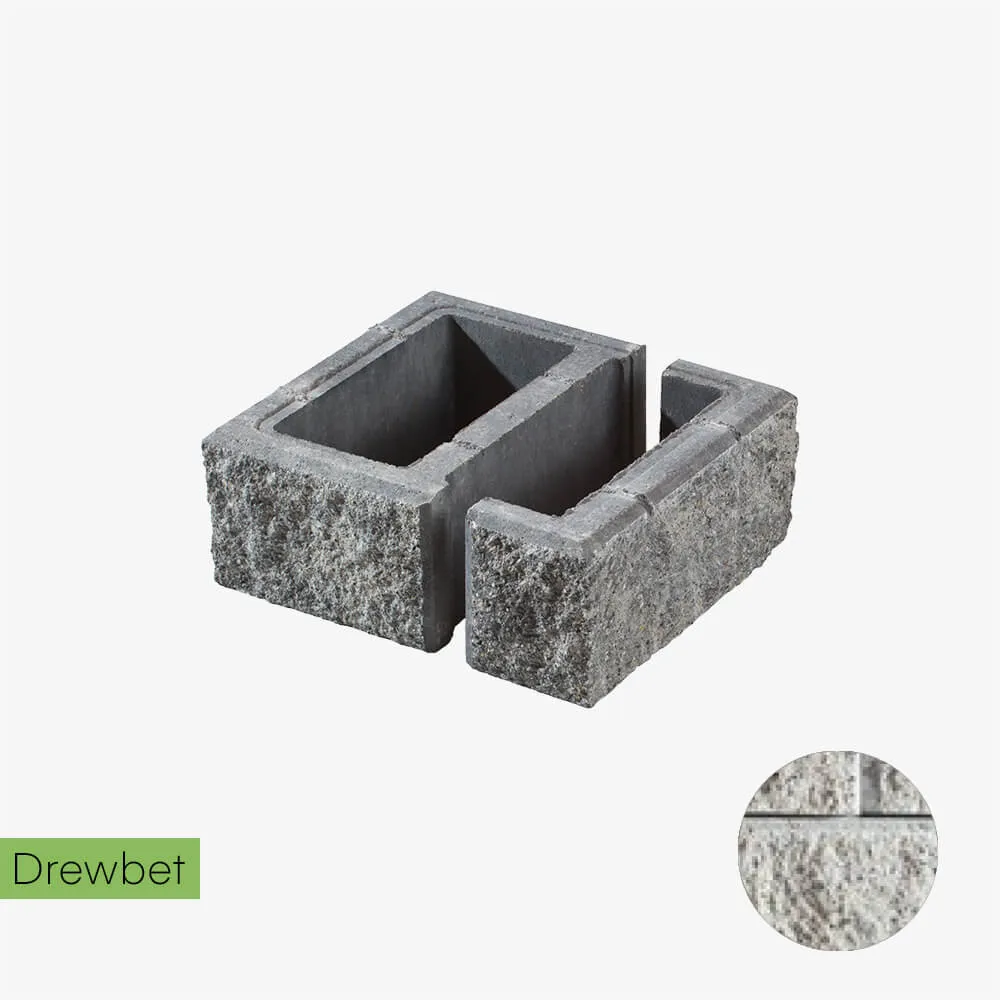 Pustak łupany słupkowy Drewbet B2 16x38x38 cm biały