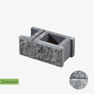 Pustak łupany podmurówkowy Drewbet A1 16x38x22 cm szaro-biały