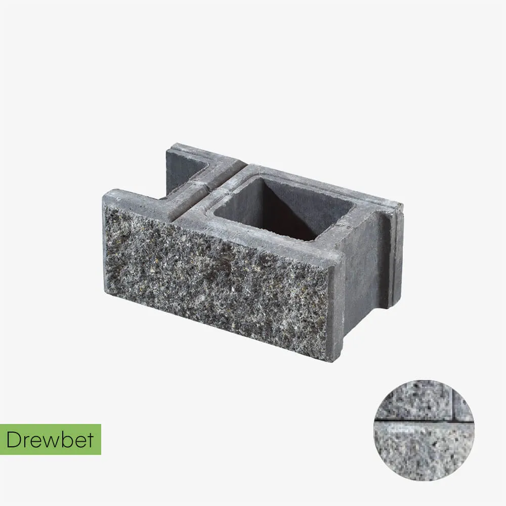 Pustak łupany podmurówkowy Drewbet A1 16x38x22 cm szaro-biały