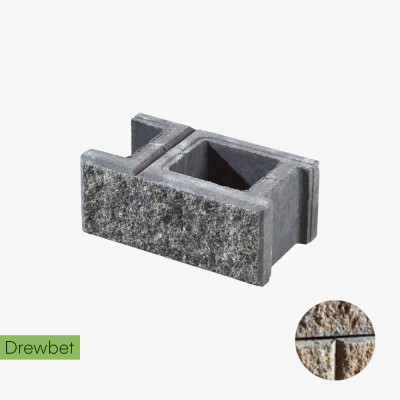 Pustak łupany podmurówkowy Drewbet A1 16x38x22 cm szaro-piaskowy