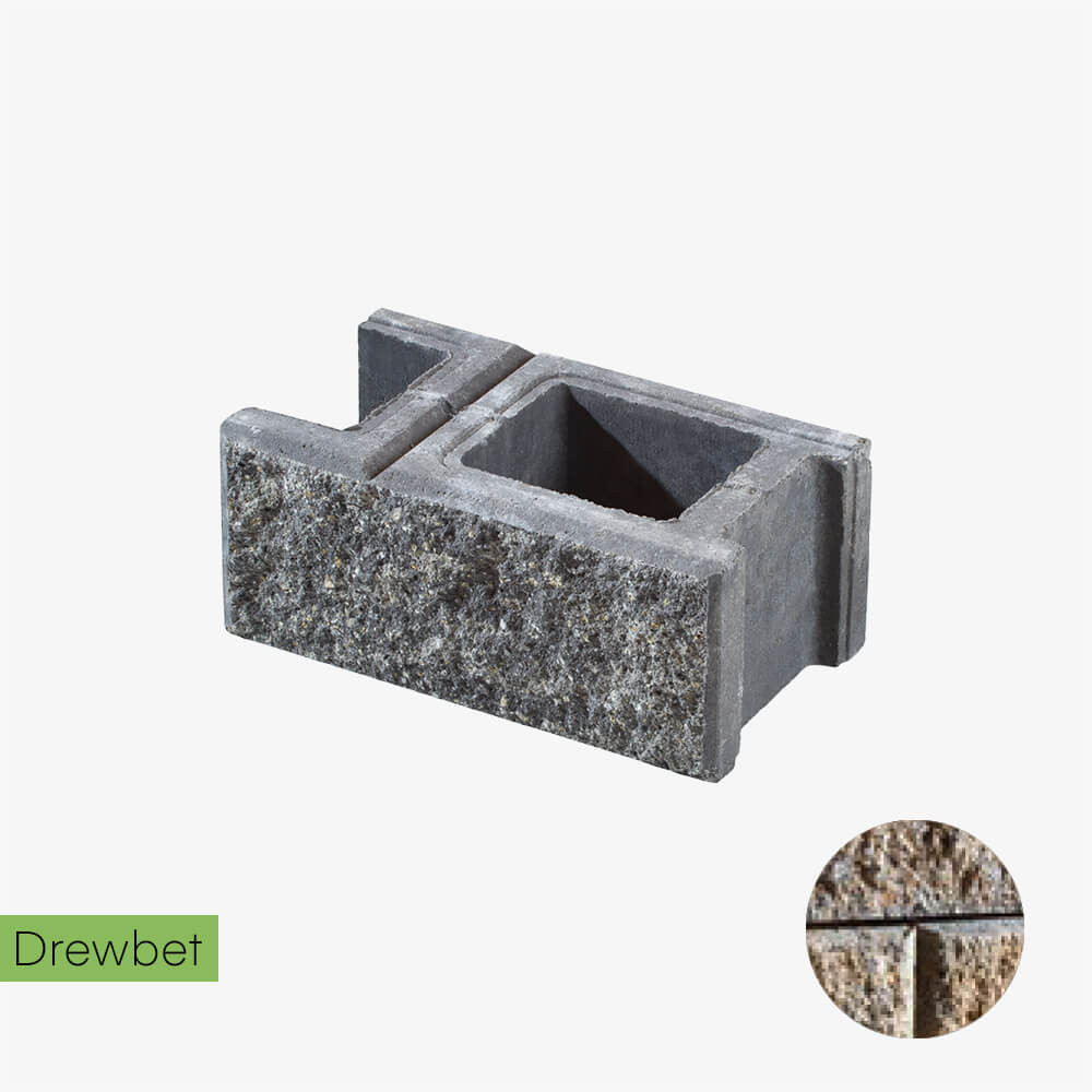 Pustak łupany podmurówkowy Drewbet A1 16x38x22 cm szaro-piaskowy