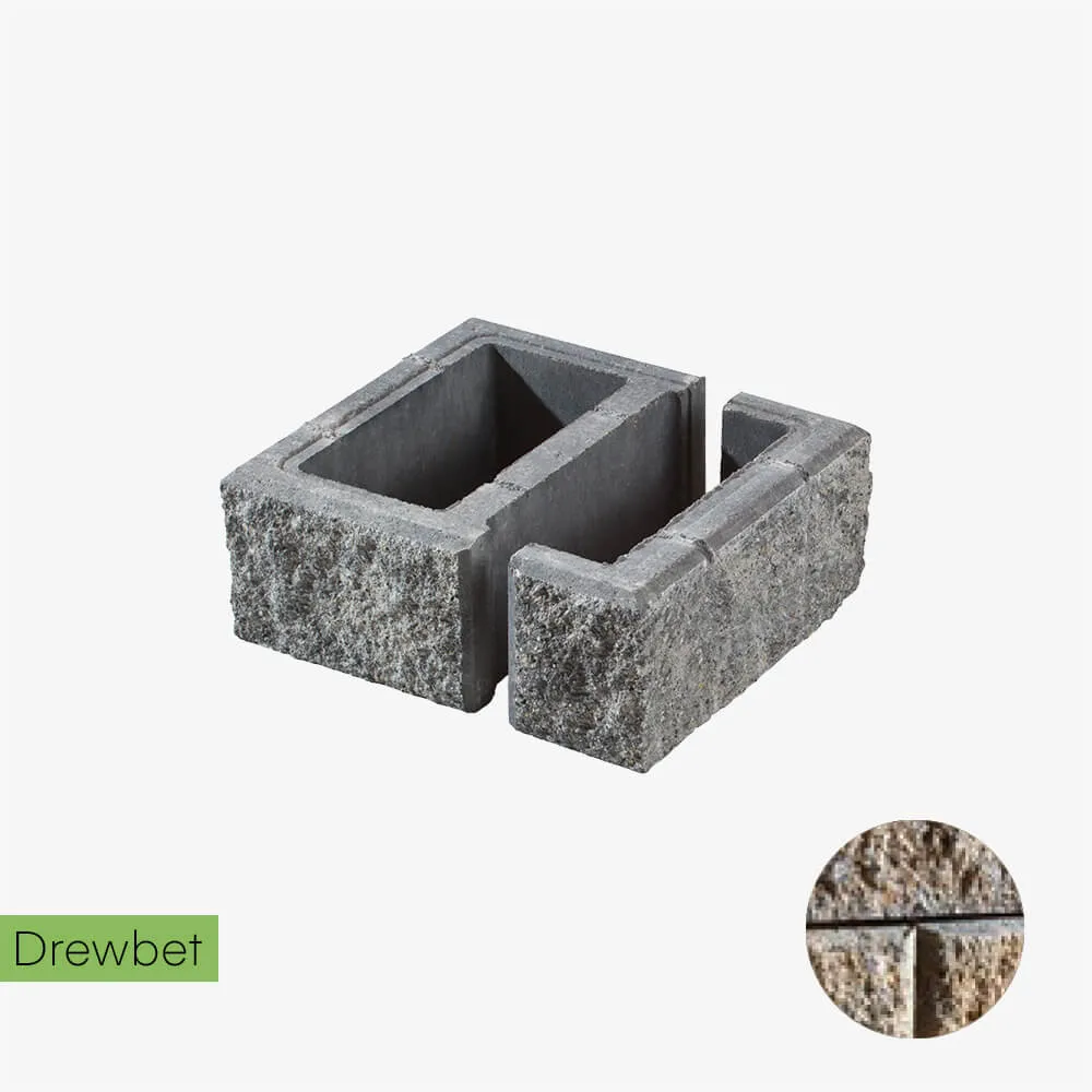 Pustak łupany słupkowy Drewbet B2 16x38x38 cm szaro-piaskowy