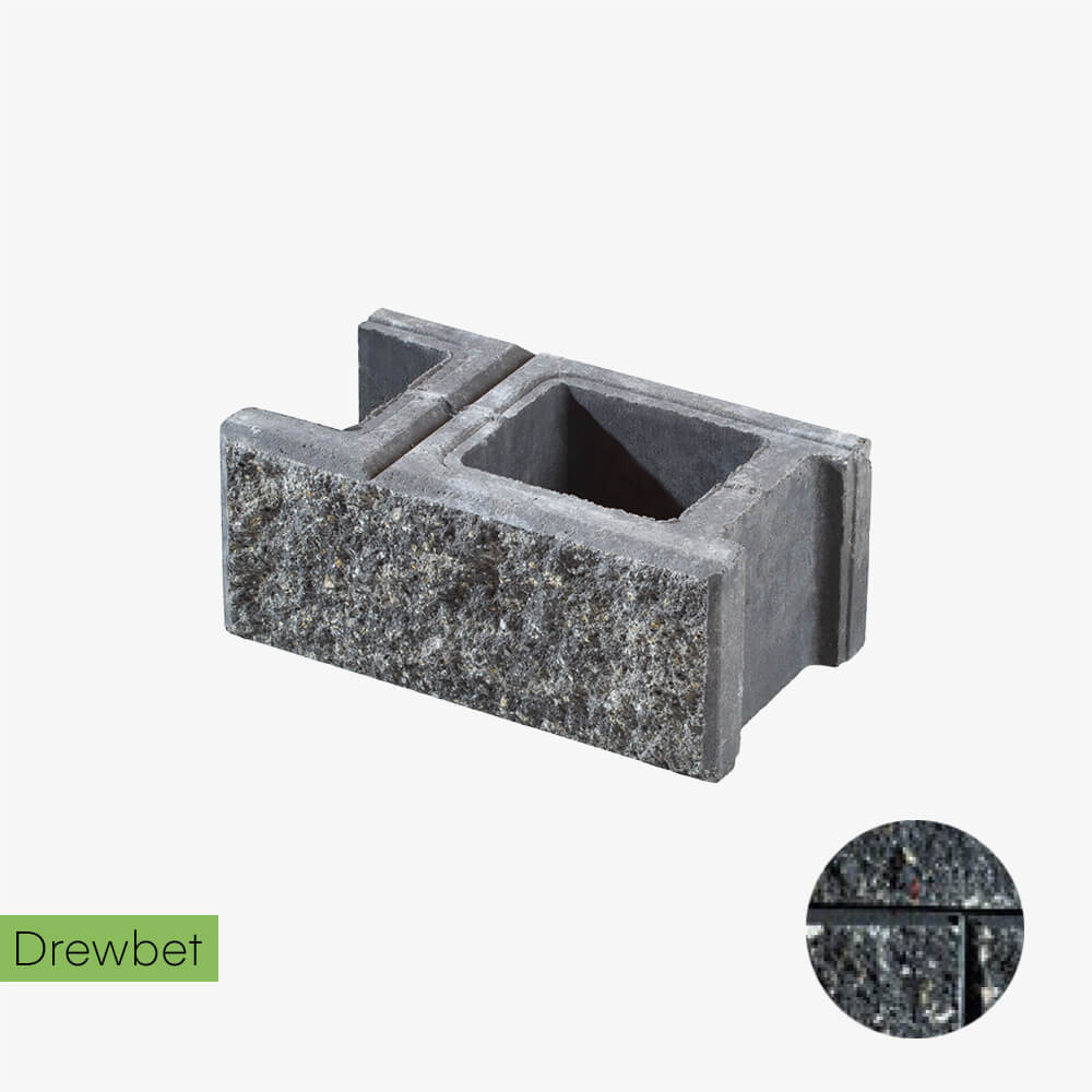 Pustak łupany podmurówkowy Drewbet A1 16x38x22 cm grafitowy