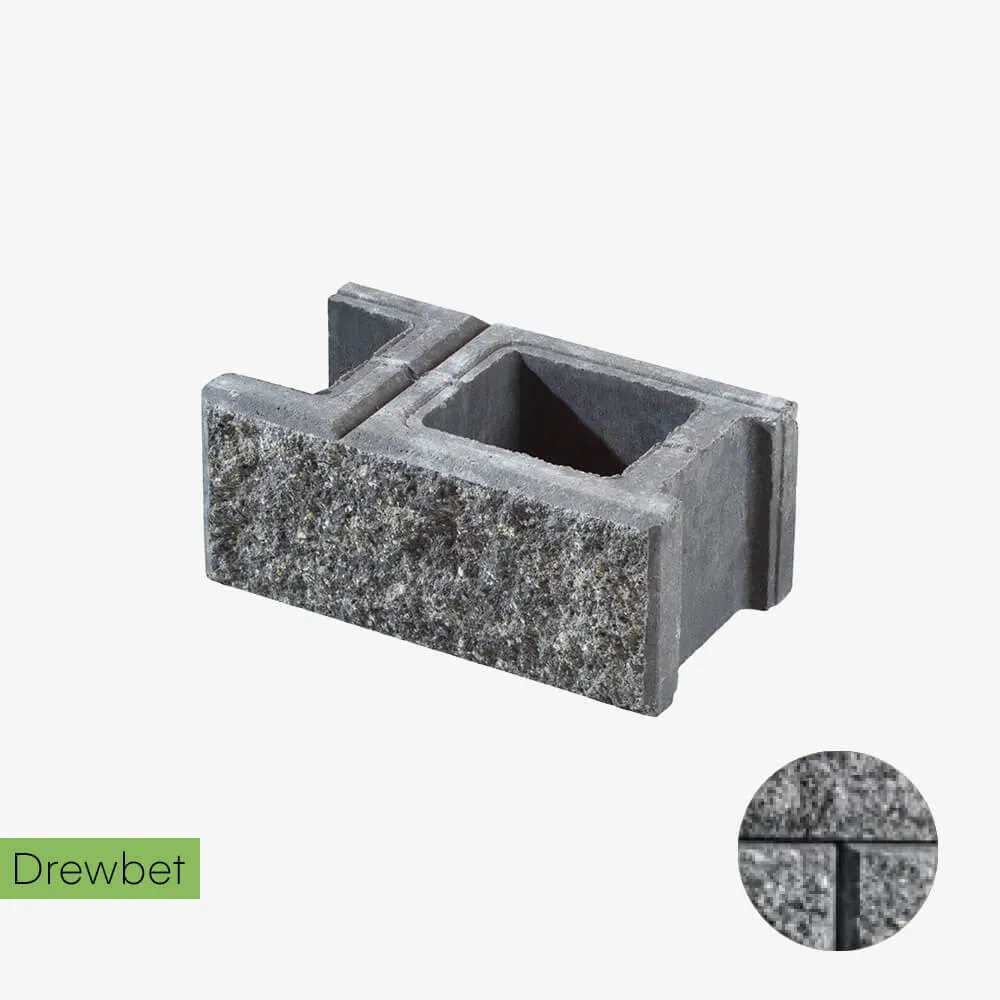 Pustak łupany podmurówkowy Drewbet A1 16x38x22 cm biało-grafitowy