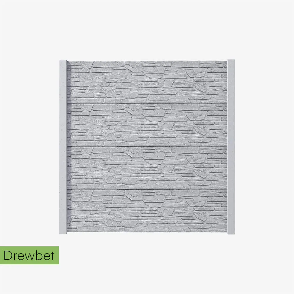 Ogrodzenie betonowe kamień łamany Drewbet - płyta 200x50x4 cm